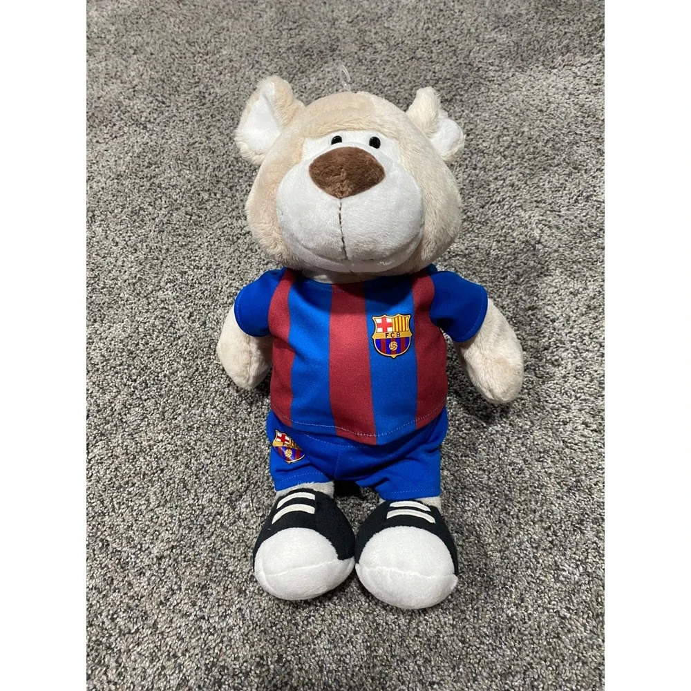 FC Barcelona Plush Bear Unisex OS Tan New Soccer Fan Gear Kit Jersey